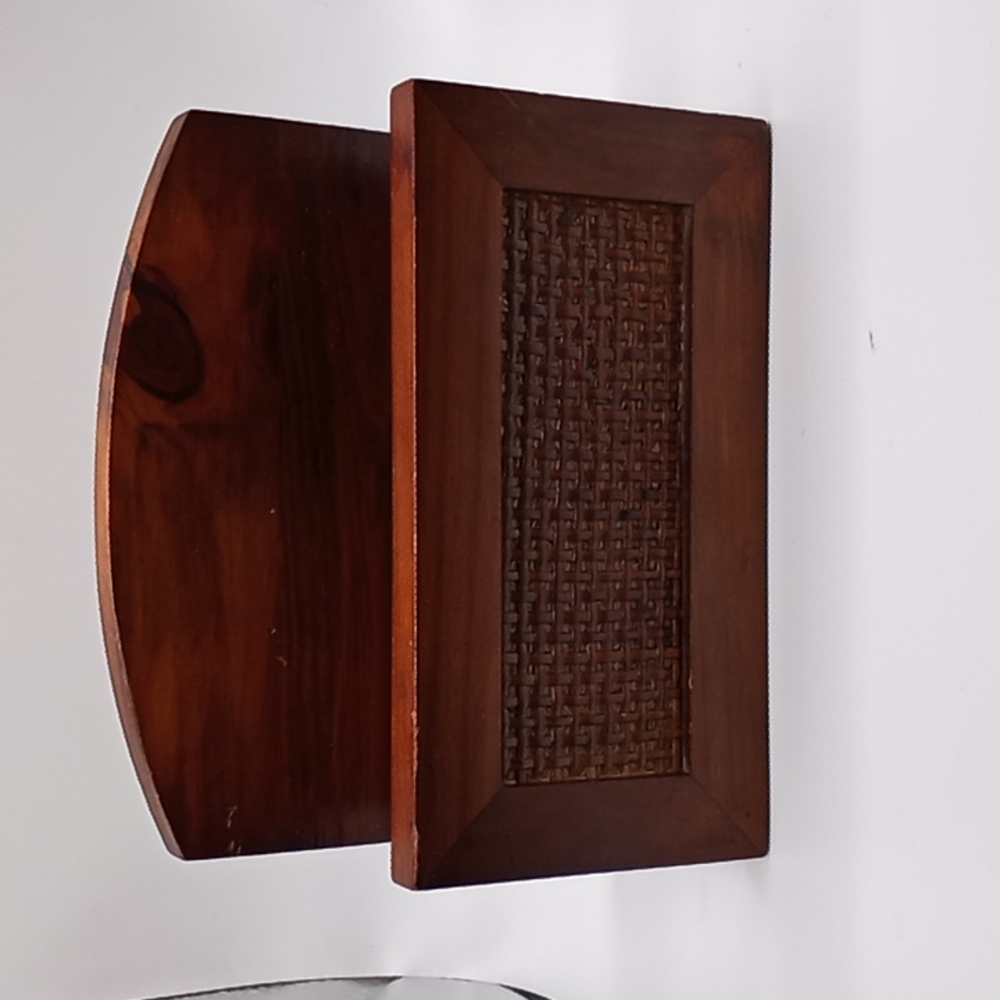 MCM Wood and Rattan Letter Holder